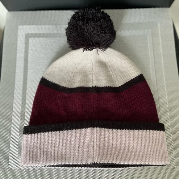 KATE SPADE NWOT AUTHENTIC RARE COLOR BLOCK 100% ACRYLIC POM POM DESIGN BEANIE - Picture 7 of 9